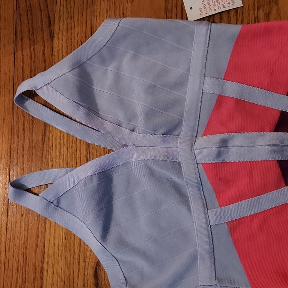 NWT Venus bodycon mini dress M periwinkle, fuschia and hot pink - Picture 3 of 4